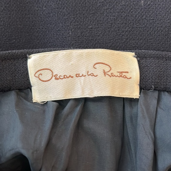 EUC Oscar de la Renta vintage navy bolero jacket drapey wider leg pant suit. - Picture 13 of 15